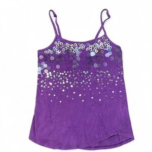 Justice purple sequin tank top with built in bra